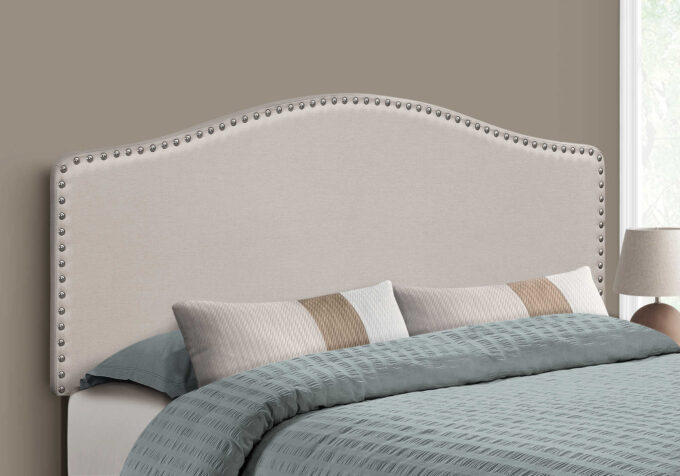 BED - QUEEN SIZE / BEIGE LINEN HEADBOARD ONLY