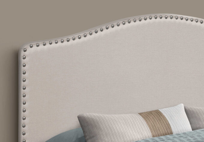 BED - QUEEN SIZE / BEIGE LINEN HEADBOARD ONLY - Image 2