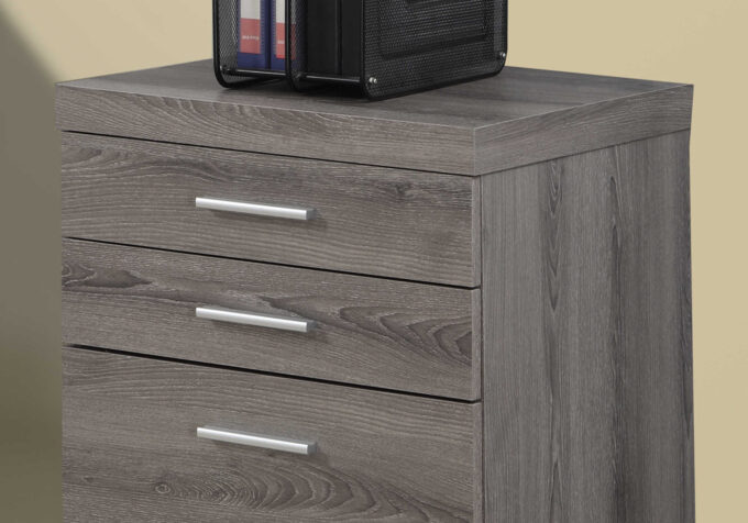 FILING CABINET - 3 DRAWER / DARK TAUPE ON CASTORS - Image 2