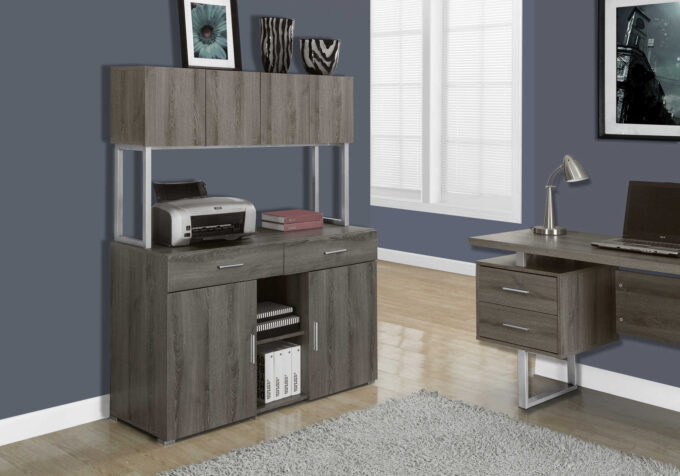 OFFICE CABINET - 48"L / DARK TAUPE STORAGE CREDENZA