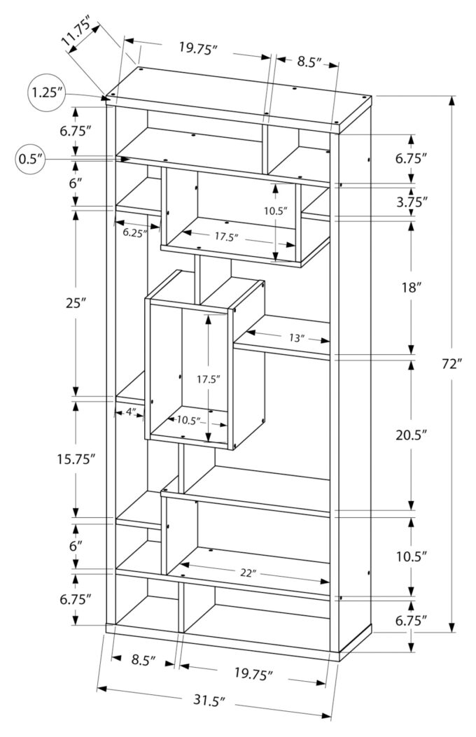 BOOKCASE - 72"H / WHITE - Image 4