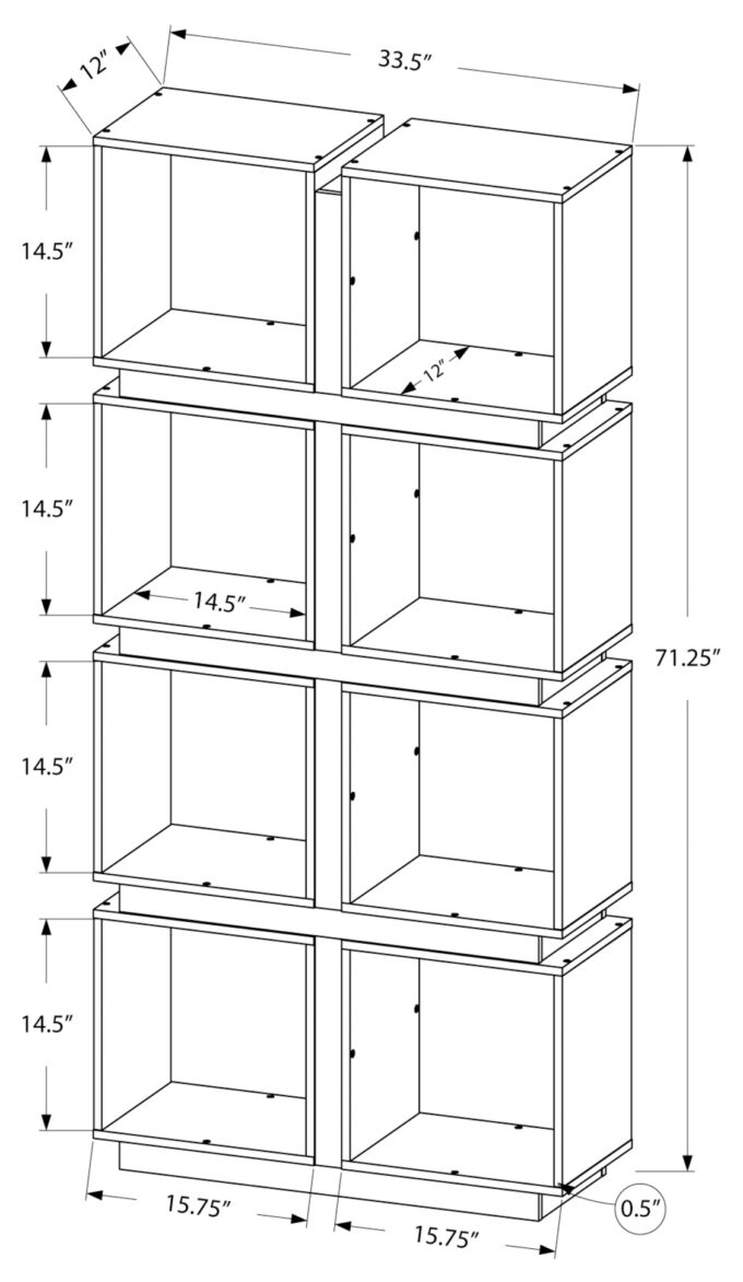 BOOKCASE - 71"H / WHITE / GREY - Image 4