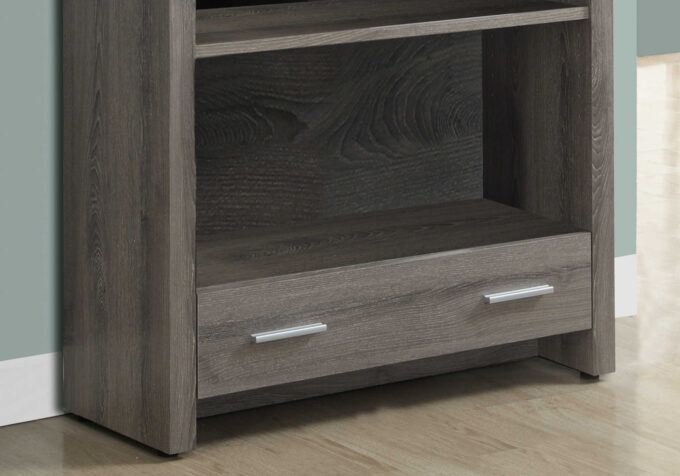 BOOKCASE - 71"H / DARK TAUPE WITH A STORAGE DRAWER - Image 3