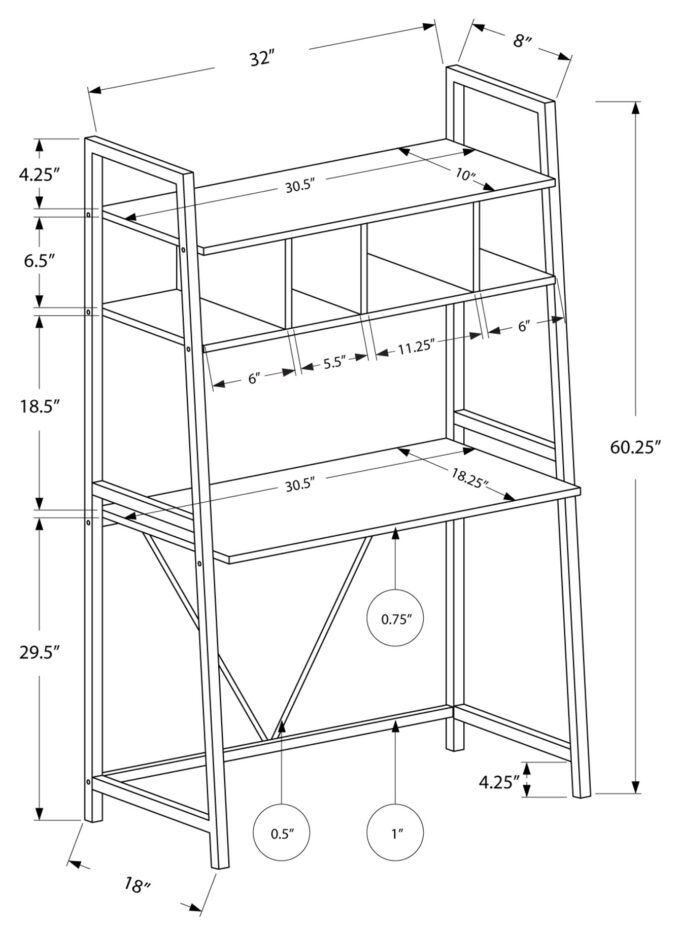 COMPUTER DESK - 32"L / WHITE TOP / WHITE METAL - Image 4