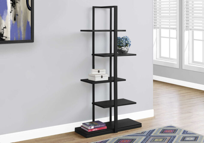 BOOKCASE - 60"H / BLACK / BLACK METAL - Image 2