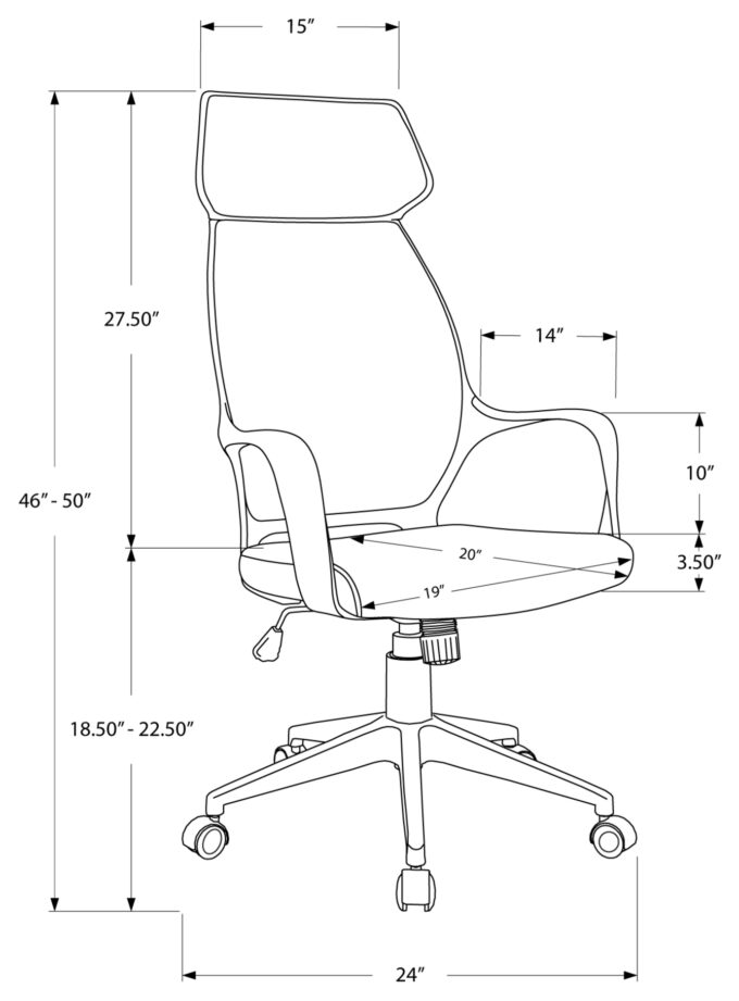 OFFICE CHAIR - GREY MICROFIBER / HIGH BACK EXECUTIVE - Image 4