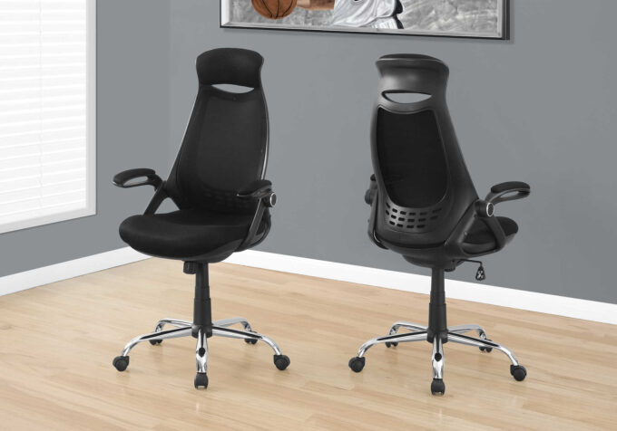 OFFICE CHAIR - BLACK LEATHER-LOOK / MULTI POSITION