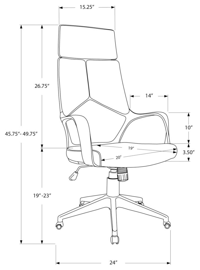 OFFICE CHAIR - WHITE / GREY FABRIC / HIGH BACK EXECUTIVE - Image 4