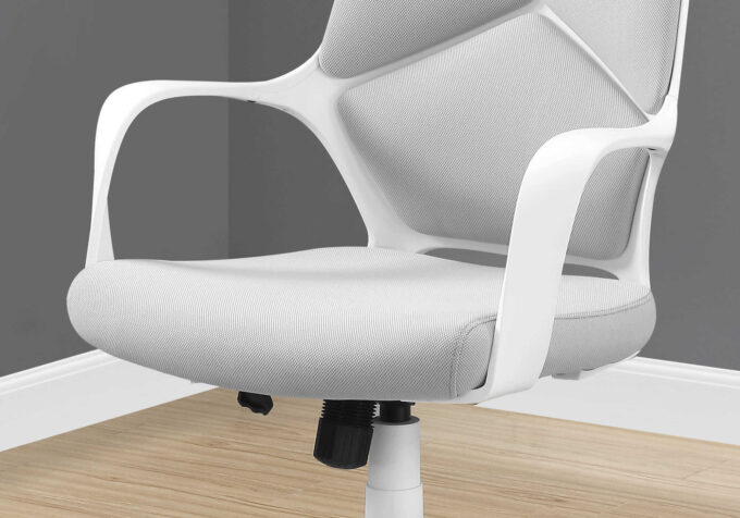 OFFICE CHAIR - WHITE / GREY FABRIC / HIGH BACK EXECUTIVE - Image 2