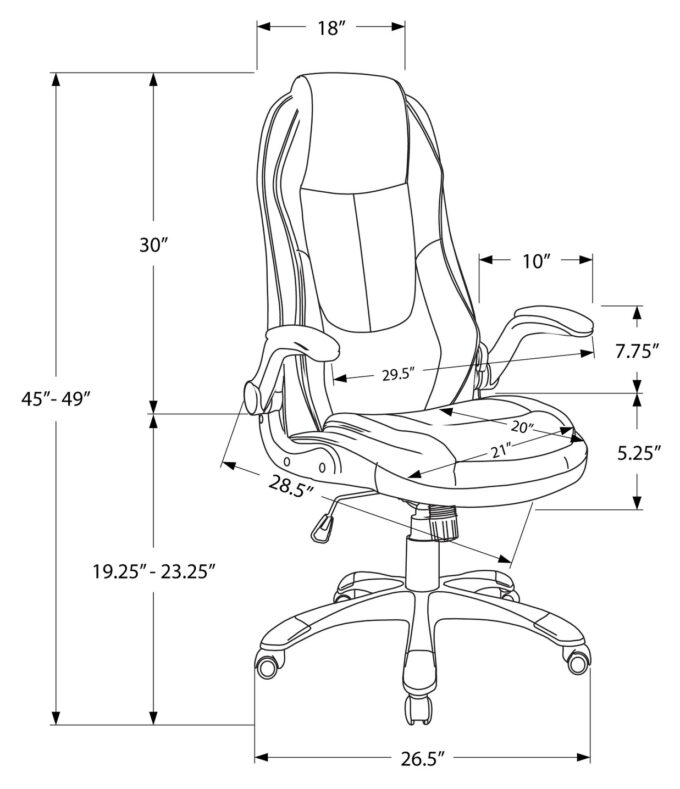 OFFICE CHAIR - BLACK LEATHER-LOOK / HIGH BACK EXECUTIVE - Image 4