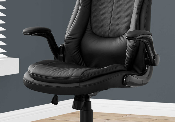 OFFICE CHAIR - BLACK LEATHER-LOOK / HIGH BACK EXECUTIVE - Image 3