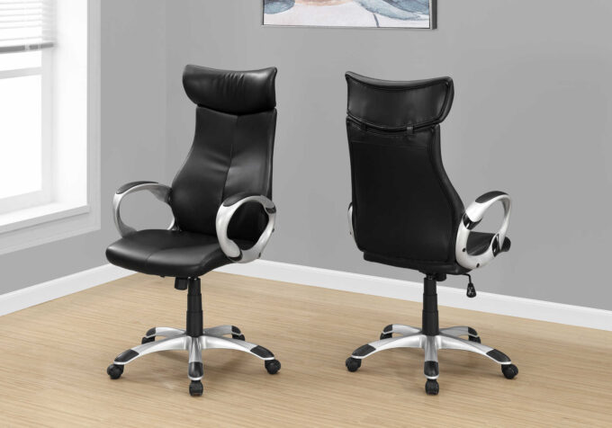 OFFICE CHAIR - BLACK LEATHER-LOOK / HIGH BACK EXECUTIVE