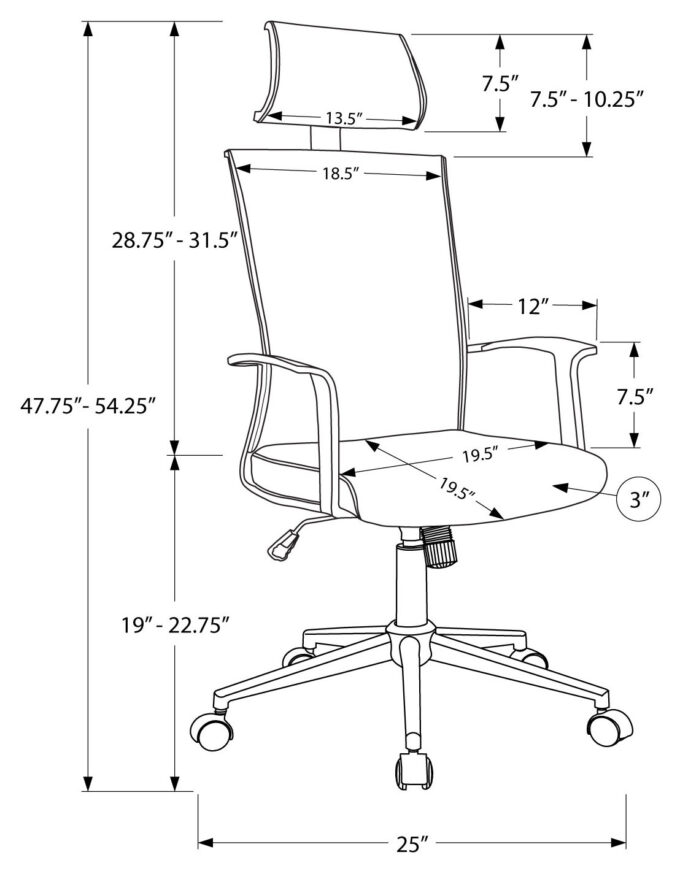 OFFICE CHAIR - WHITE / GREY FABRIC / HIGH BACK EXECUTIVE - Image 4