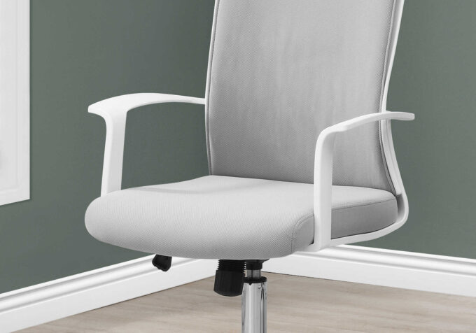 OFFICE CHAIR - WHITE / GREY FABRIC / HIGH BACK EXECUTIVE - Image 2