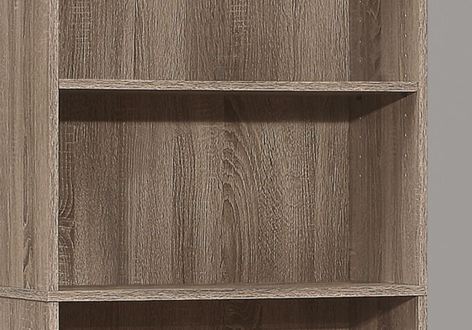 BOOKCASE - 72"H / DARK TAUPE WITH 5 SHELVES - Image 3