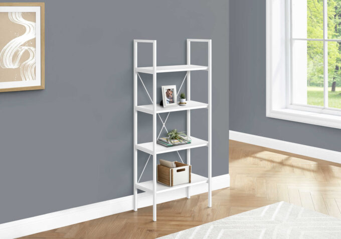 BOOKCASE - 48"H / WHITE / WHITE METAL - Image 2