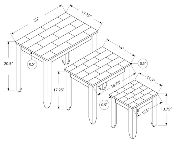 NESTING TABLE - 3PCS SET / ESPRESSO MARBLE TOP - Image 4