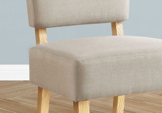 ACCENT CHAIR - TAUPE FABRIC / NATURAL WOOD LEGS - Image 2