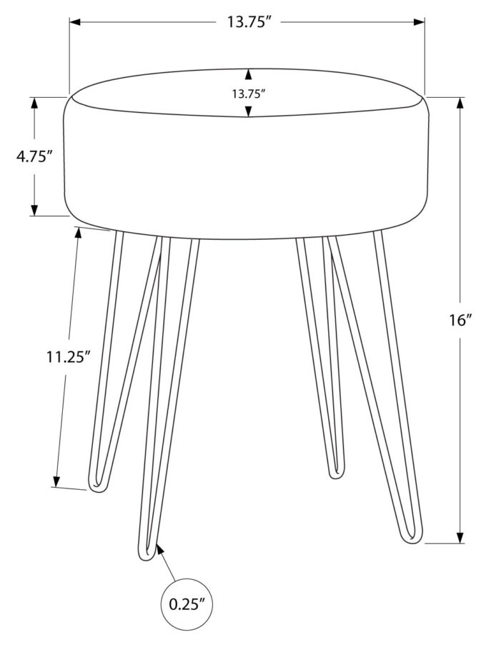 OTTOMAN - GREY FABRIC / GOLD METAL LEGS - Image 5