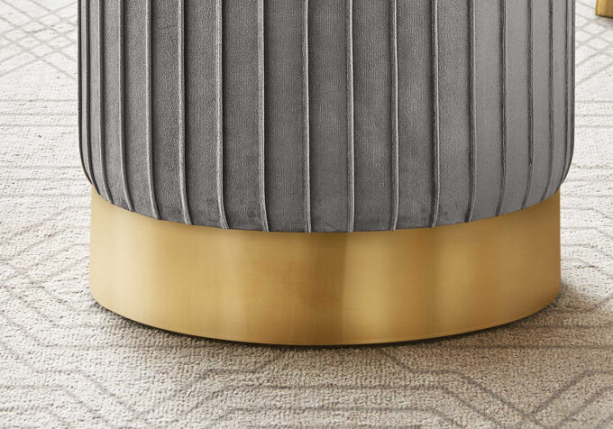 OTTOMAN - GREY VELVET / GOLD METAL BASE - Image 3