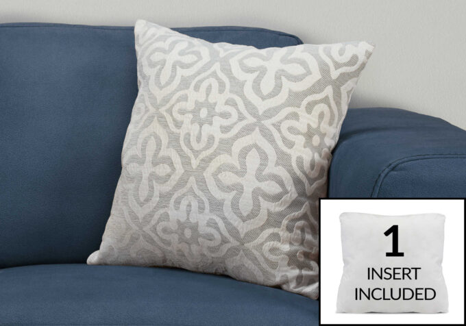 PILLOW - 18"X 18" / LIGHT GREY MOTIF DESIGN / 1PC