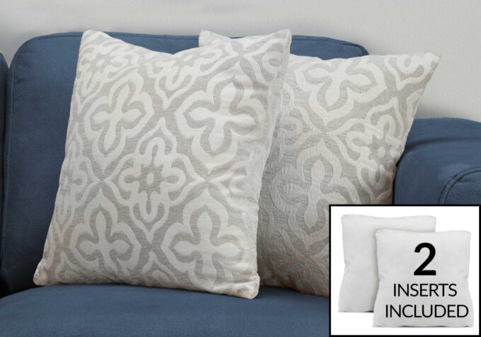 PILLOW - 18"X 18" / LIGHT GREY MOTIF DESIGN / 2PCS