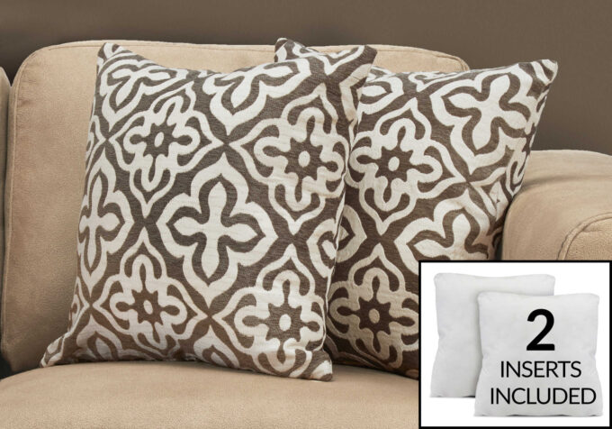 PILLOW - 18"X 18" / DARK TAUPE MOTIF DESIGN / 2PCS