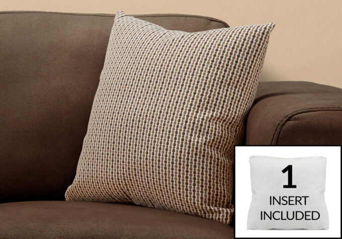 PILLOW - 18"X 18" / LIGHT / DARK BROWN ABSTRACT DOT / 1PC