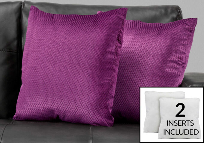 PILLOW - 18"X 18" / PURPLE DIAMOND VELVET / 2PCS