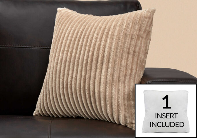 PILLOW - 18"X 18" / BEIGE ULTRA SOFT RIBBED STYLE / 1PC - Image 3