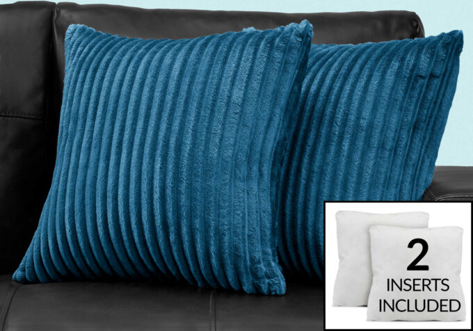 PILLOW - 18"X 18" / BLUE ULTRA SOFT RIBBED STYLE / 2PCS - Image 3