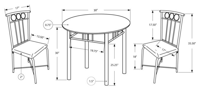 DINING SET - 3PCS SET / BLACK METAL AND TOP - Image 4