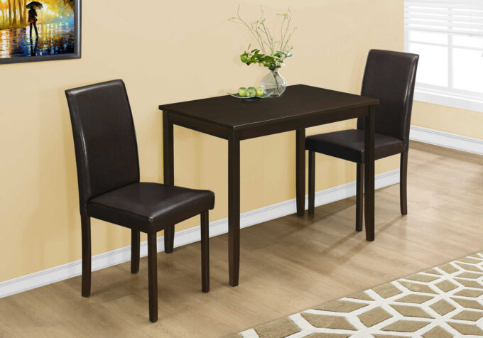 DINING SET - 3PCS SET / ESPRESSO / BROWN PARSON CHAIRS