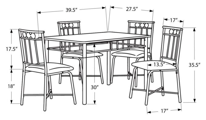 DINING SET - 5PCS SET / BLACK METAL AND TOP - Image 4