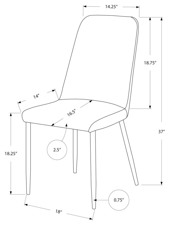 DINING CHAIR - 2PCS / 37"H / WHITE LEATHER-LOOK / CHROME - Image 4