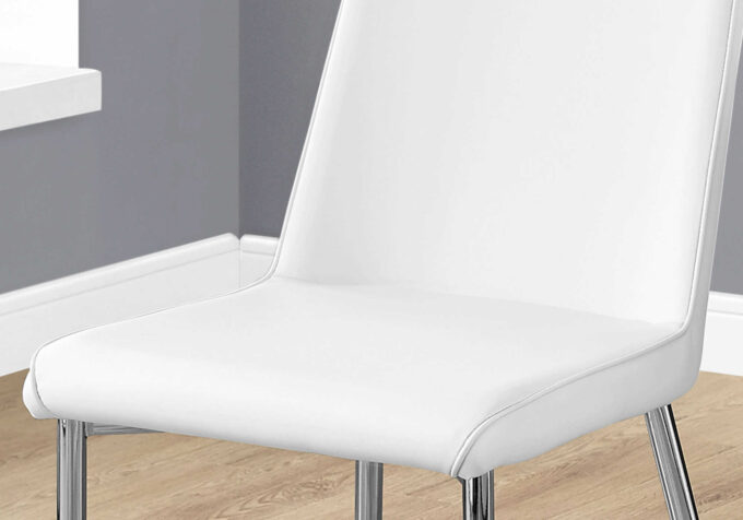 DINING CHAIR - 2PCS / 37"H / WHITE LEATHER-LOOK / CHROME - Image 2