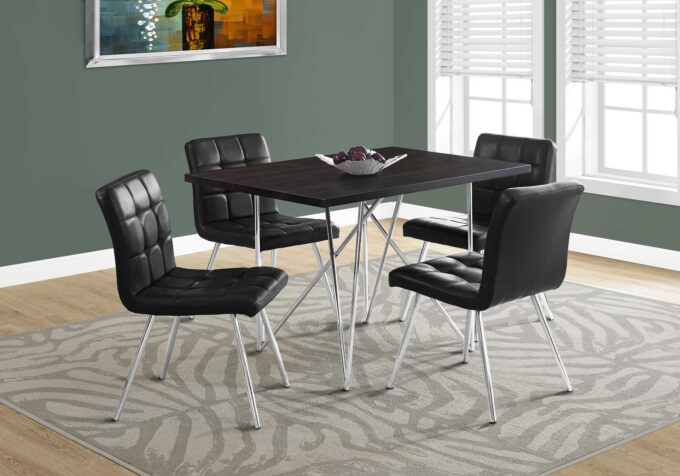 DINING TABLE - 32"X 48" / ESPRESSO / CHROME METAL - Image 2