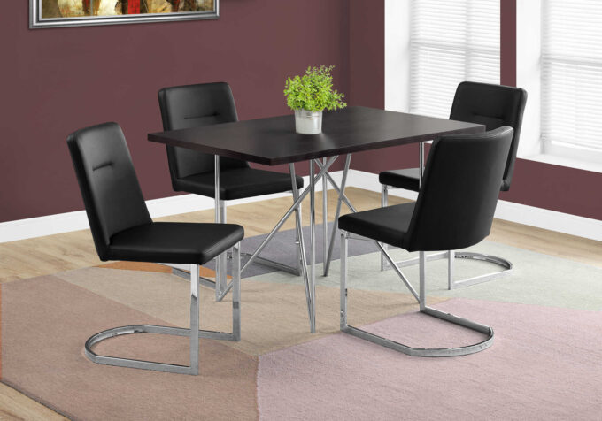 DINING TABLE - 32"X 48" / ESPRESSO / CHROME METAL - Image 4