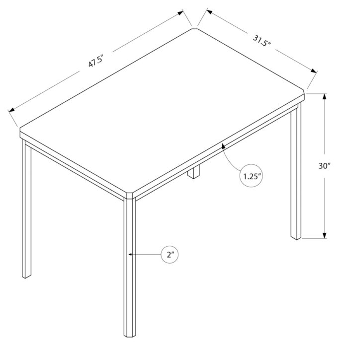 DINING TABLE - 32"X 48" / WHITE / CHROME METAL - Image 9