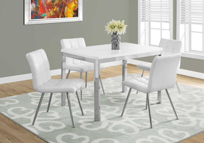 DINING TABLE - 32"X 48" / WHITE / CHROME METAL