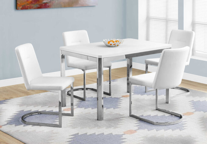 DINING TABLE - 32"X 48" / WHITE / CHROME METAL - Image 3