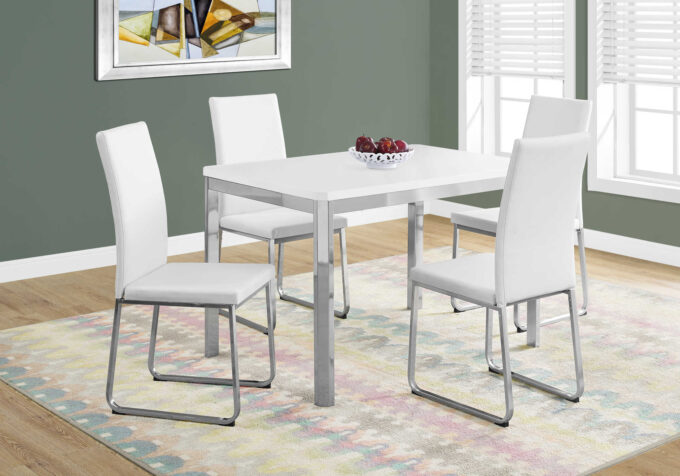 DINING TABLE - 32"X 48" / WHITE / CHROME METAL - Image 6