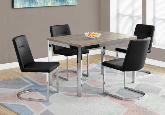 DINING TABLE - 32"X 48" / DARK TAUPE / CHROME METAL - Image 3