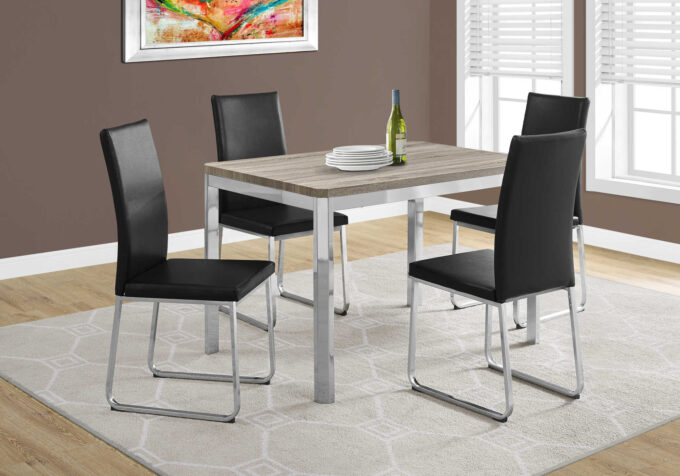 DINING TABLE - 32"X 48" / DARK TAUPE / CHROME METAL - Image 4