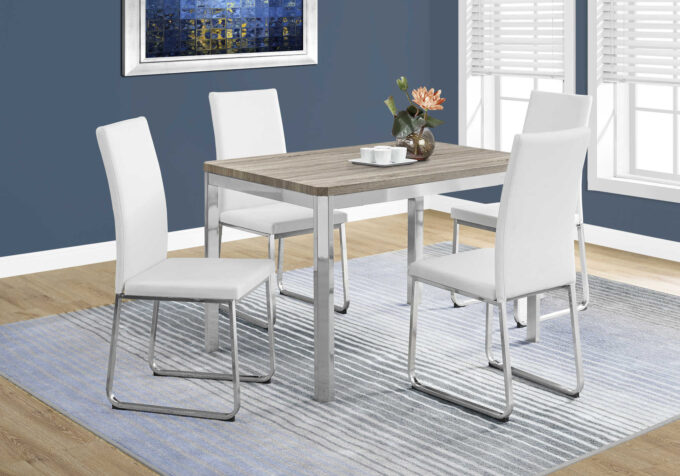 DINING TABLE - 32"X 48" / DARK TAUPE / CHROME METAL - Image 5