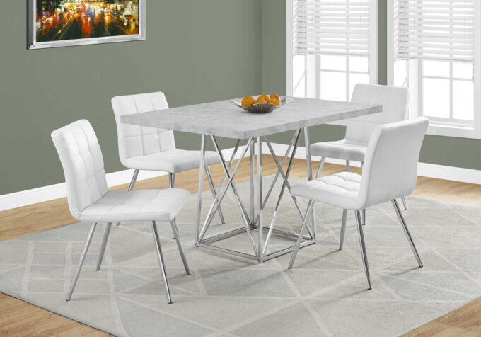 DINING TABLE - 36"X 48" / GREY CEMENT / CHROME METAL