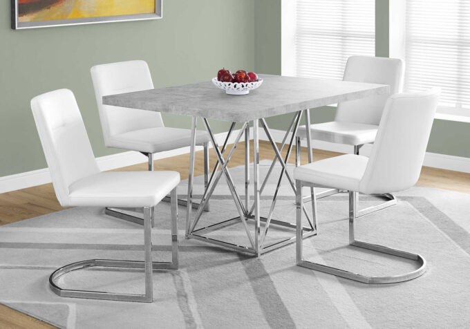 DINING TABLE - 36"X 48" / GREY CEMENT / CHROME METAL - Image 2