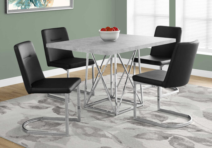 DINING TABLE - 36"X 48" / GREY CEMENT / CHROME METAL - Image 3