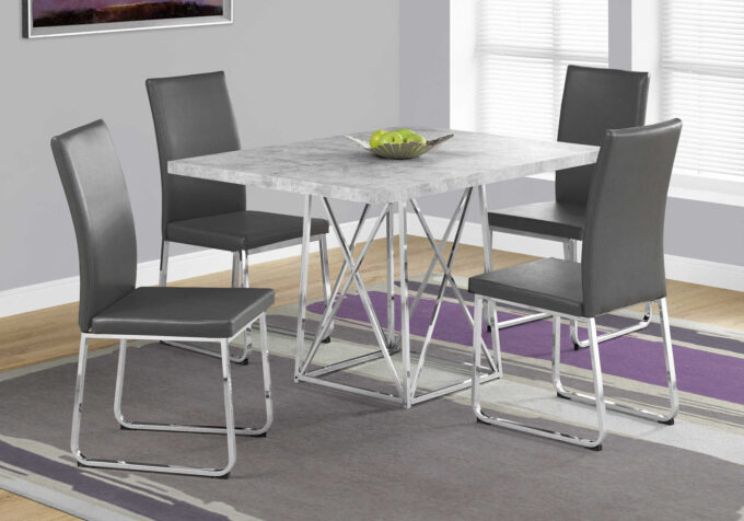 DINING TABLE - 36"X 48" / GREY CEMENT / CHROME METAL - Image 5