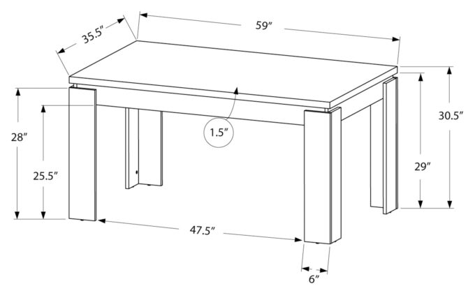 DINING TABLE - 36"X 60" / DARK TAUPE - Image 7